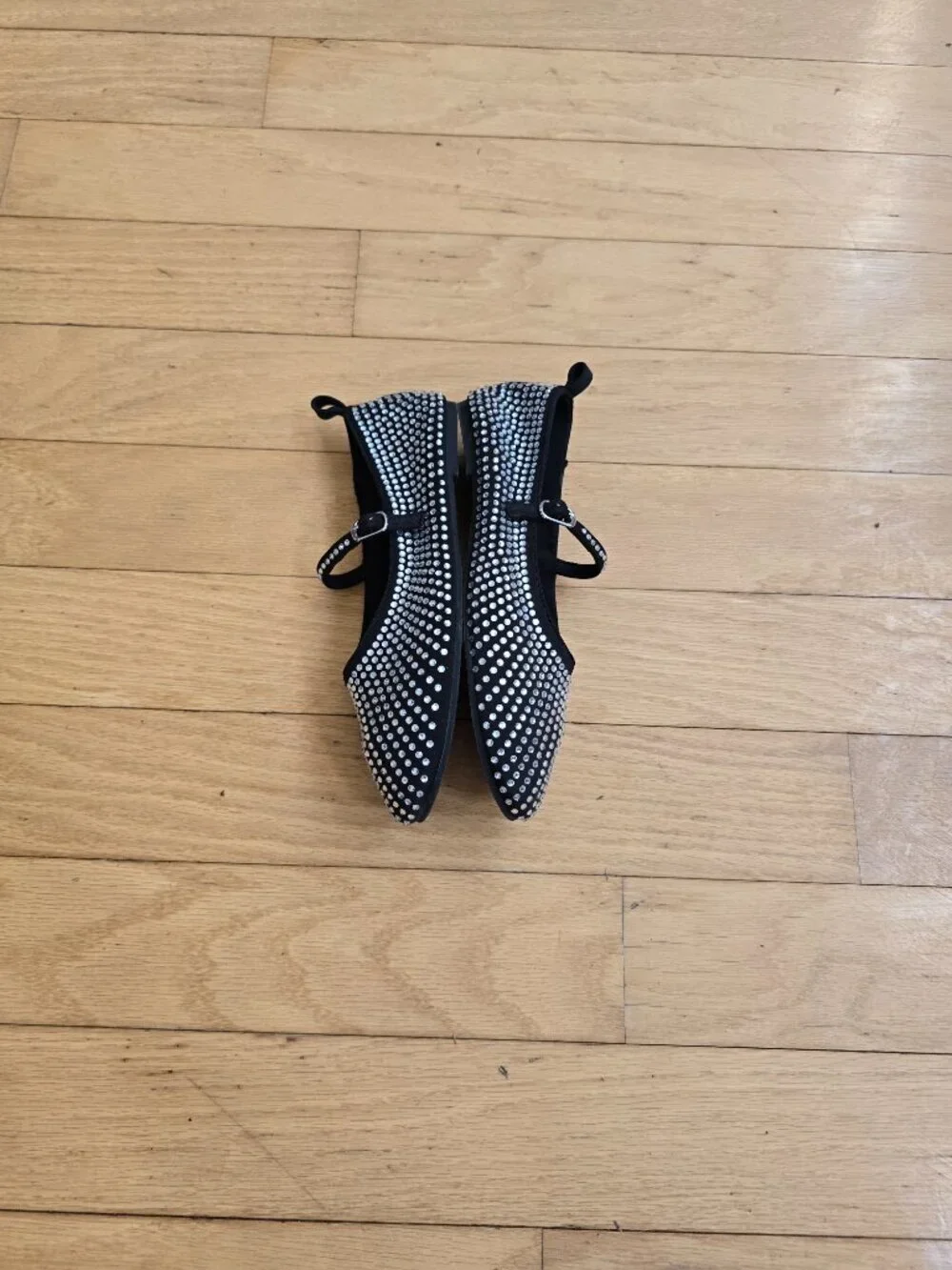 Zara | silver rhinestone black BalletCore falts | KIDS 3